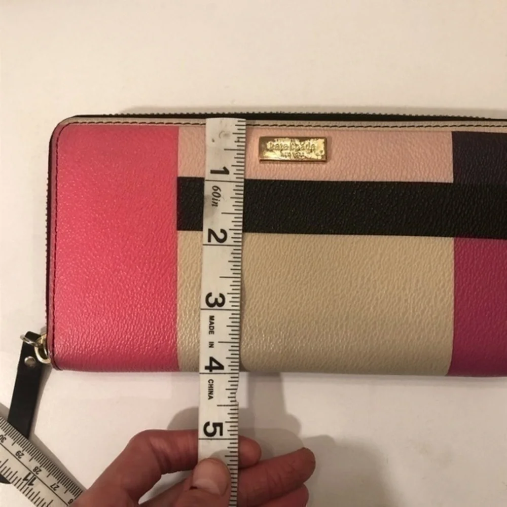 Kate spade pink color block clutch wallet